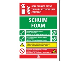 Gebruiksaanwijzing brandblusser bord schuim - foam NALICHTEND (glow in the dark) A5 formaat (148x210 mm)