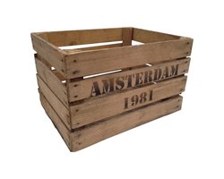 Gebruikte Fruitkist Amsterdam 1981 (set van 3) Houten kist