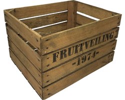 Gebruikte Fruitkist Fruitveiling 1974 - Set van twee kisten - Houten kist - DecoLis