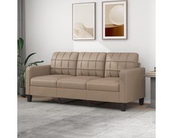 Gecheer 3-zitsbank van kunstleer, cappuccino, 180 cm, bankframe, moderne woonkamerbank, comfortabele bank voor slaapkamer, kantoor, type 1