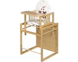 Gecombineerde kinderstoel voor kinderen - Houten babystoel met tafel, veilig en verstelbaar, eenvoudig te monteren