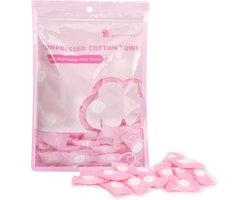 Gecomprimeerde handdoeken - 100 mini-vellen - draagbare gezichtshanddoeken - Katoenen zakdoekjes - Geschikt voor reizen, kamperen, wandelen, sport, schoonheidssalons, huishoudelijke doekjes en andere buitenactiviteiten (roze)