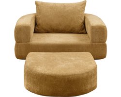 Gecomprimeerde Opvouwbare Matras, Inklapbare Sofabed met Verwijderbare Armleuningen, All-in-One Draagbare Matras Vloer Sofabed, Montage Niet Nodig & Antislip- Geel