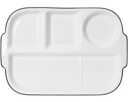 Gedeelde Borden - Porselein Dieetbord - 1 Stuk 30,5x21cm - Portie Controle Vakken - Gezond Eten voor Volwassenen en Kinderen - Wit Keramiek Design