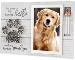 Gedenkfotolijst huisdier met glazen asbuisje - 30x20 cm - rouw huisdier - in liefdevolle herinnering -in memoriam foto lijst overleden huisdier - overlijden - in memoriam - verlies huisdier - verlies kat- verlies hond