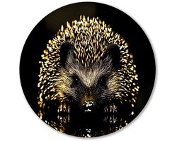 Gedetailleerd portret van gouden egel - Egel wanddecoratie rond - Wandobject rond dieren - Hyperrealisme - Unieke dibond muurcirkel - Wanddecoratie - muurcirkel aluminium 80x80 cm