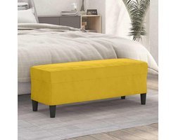 Geel, 100 x 35 x 41 cm, fluweel, gestoffeerd, als zitgelegenheid en extra zitplaats in de woonkamer, zachte halbank van fluweel voor comfort, multifunctionele zitbank