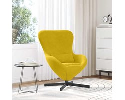 Geel, 63 x 73 x 90 cm, fluweel, draaistoel met gebogen rugleuning en schuine armleuningen, voor woonkamer, slaapkamer, modern zitmeubel, loungestoel
