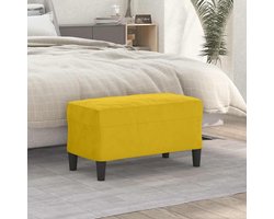 Geel 70 x 35 x 41 cm fluwelen gestoffeerde kruk fluweel halbank met zachte stof en dikke bekleding voor extra zitcomfort in de woonkamer