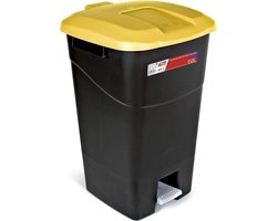 "GEEL" Afvalcontainer 60 liter met pedaal, zwarte bodem en geel deksel