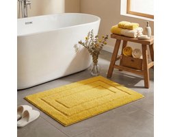Geel Badkamer Kleed Antislip 50x80 cm, Zachte Badmat Waterabsorberend, Wasbare Shaggy Vloermat voor Badkamer, Woonkamer of Douche