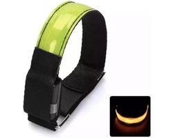 GEEL LED Hardloop Arm Verlichting - Reflecterende Armband - Hardlopen - Fietsen - Running light - Outdoor Sports - verstelbaar 28 / 32 cm, batterij inbegrepen - 3 lichtstanden