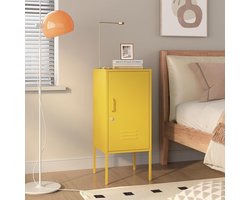 Geel Nachtkastje met Afsluitbare Kast en Binnenplank 82x35x35 cm