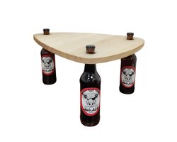 Geen Tafel? Wel Bier. – Picknicktafel op Bierflessen | Lichtgewicht Paulownia Hout, In 5 Sec Opgezet – Camping, Festival & Borrel | Dokkodo
