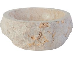 Geërodeerde Natuurmarmeren Waskom – 30-35x15 cm – Crème
