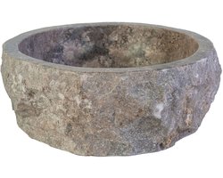 Geërodeerde Natuurmarmeren Waskom – 30-35x15 cm – Grijs