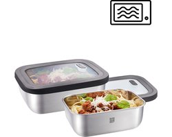 GEFU PROVIDO Vershouddozen Set – 2-delig – RVS Bewaarbakken 1,3L & 2,6L – Luchtdicht en Lekvrij