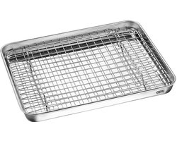 GEFU VARIADO Universele Baktray met Rooster – RVS – 31,5 x 24,5 cm – Uitneembaar Rooster – Vaatwasserbestendig