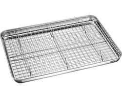 GEFU VARIADO Universele Baktray met Rooster – RVS – 40,5 x 30,5 cm – Uitneembaar Rooster – Vaatwasserbestendig