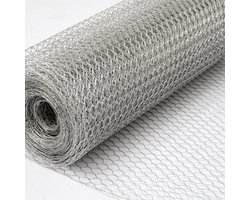 Gegalvaniseerd Draadgaas 25x1m - Fijnmazig Tuingaas 13x13mm Kippengaas Plantensteun Gaas Zilver