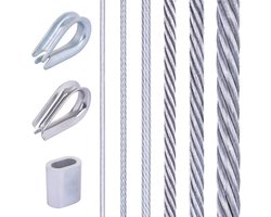 Gegalvaniseerd staalkabel - Touw set - Klimplanten ondersteunen - Corrosiebestendig - 5 meter - Zilver