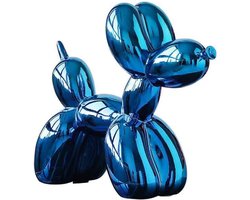 Gegalvaniseerde ballon hond sculptuur - Luxe ornament voor woonkamer, slaapkamer en kantoor decor - Spiegelfinish, blauw (18 x 20 x 9 cm)