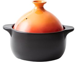 Geglaceerde Tajine Pot - Marokkaanse Stoofpot Keramiek - Langzaam Garen - Non-stick Coating - 2.4L - Oranje