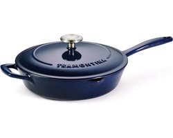 Gegoten IJzeren Pan - Koekenpan Deksel - Klassiek Bakken - Geëmailleerde Coating - 25 cm - Rood