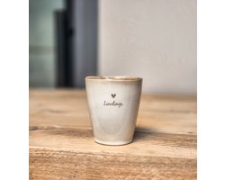 Gegraveerd mokje “Lievelings” 2 stuks – Mok met tekst – Gepersonaliseerde keramische mok 200 ml – Beige mok – Cadeau voor haar, hem, verjaardag of speciale gelegenheid