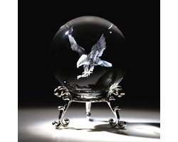 Gegraveerde Adelaar Crystal Ball Paperweight - 60mm 3D Laser Gegraveerde Glazen Bollen - Decoratieve Bollen - Duidelijk