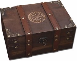 Gegraveerde Houten Kist met Fluwelen Voering voor Wicca Gereedschap