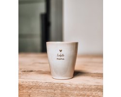 Gegraveerde mok “Liefste Mama” 2 stuks – Mok met tekst – Gepersonaliseerde keramische mok 200 ml – Beige mok – Cadeau voor haar, verjaardag, moederdag of speciale gelegenheid
