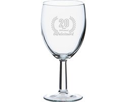 Gegraveerde wijnglas 24,5cl Gefeliciteerd 20 jaar getrouwd