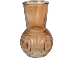 Gegroefd glazen vaas, 20 cm