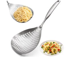 Gegroefde schuimspaan, roestvrijstalen kook- en frituurzeef, pastazeef