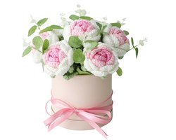 Gehaakt Boeket - Kunstbloemen Gebreid Boeket - Woonkamer Decoratie - Handgeweven Design - 22 x 22 x 20.5 cm - Roze