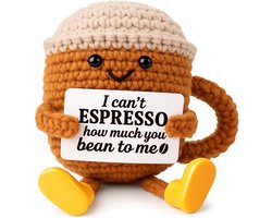 Gehaakt Espresso Kopje - Koffie Cadeau voor Koffieliefhebbers - Schattig Positief Cadeautje voor Vrouw, Man, Vriendin, Vriend, Partner en Moeder