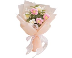 Gehaakte boeketten, decoraties met geconserveerde bloemen, kunstbloemenboeketten van gebreide stof, handwerk, cadeaus Geschikt voor de feestdagen en bruiloften.