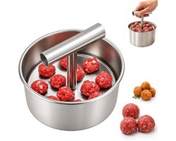 Gehaktballen Maker - 12 Gaten - Gehaktballentang - Gehaktballenlepe - Gehaktbalmaker - Gehaktbaltang - Gehaktballetjesvorm - Gehaktballen - Keukengerei - Keukenaccessoires - RVS - Voor Keuken, Koken en BBQ - Zilver