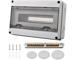 Geïntegreerde Verdeeldoos voor Buiten, IP65 Waterdicht, met Messing Klemmen, Geschikt voor Tuinen, Huizen en Oplaadstations, 1 Rij voor 15 Modules