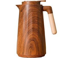 Geïsoleerde koffie-/theepot - 1 liter (34 ounce) - Buitenkant van voedselveilig plastic en binnenkant van glas - Handvat met houtnerfstructuur - Isoleert warm en koud - Lekvrije koffie-/theepot