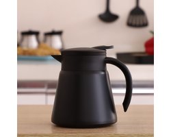 Geïsoleerde koffiekan van roestvrij staal 680 ml - Dubbelwandige vacuümgeïsoleerde thermoskan voor het bewaren van warme en koude dranken, multifunctioneel voor koffie, thee, melk en dranken (zwart)