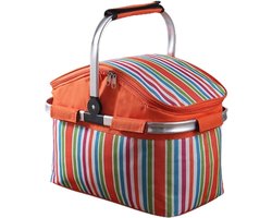 Geïsoleerde mand - Koeltas box - Picknick en kamperen - Houdt temperatuur uren - 30 liter inhoud - Oranje