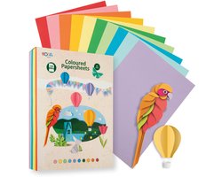 Gekleurd Papier 500pcs - 80 grams - Knutselpapier - A4 formaat - Vouwpapier - Knutselfeestjes - 10 verschillende kleuren - Knutselen voor Kinderen en Volwassenen - Joya Creative