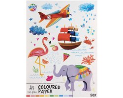 Gekleurd papier A4, 50 vellen - 10 kleuren