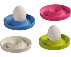 Gekleurde eierdopjes van 10 x 2 cm - 4x stuks - Melamine - Tafel dekken - Ronde eierdoppen - Ontbijt