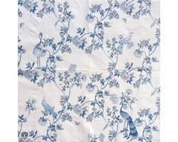 Gekleurde papieren servetten - blauw en wit porselein - set van 20