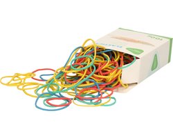 Gekleurde rubberen elastiekjes  90 gram - Kantoorbenodigdheden - Schoolbenodigdheden - Post bundelen - Rubberen elastiekjes gekleurd