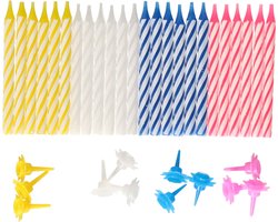 Gekleurde verjaardag taartkaarsjes - 24x stuks - mini kaarsjes - voor taart en gebak