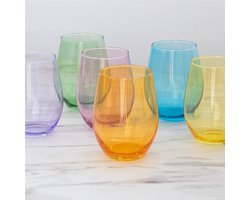 Gekleurde waterglazen Gekleurde glazen | 580 ml | Set van 6 drinkbekers Highball glazen set drinkglazen grote glazen beker | vaatwasmachinebestendig | Collection Phoebe Rainbow